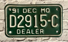 1991 Missouri Motorcycle License Plate DEALER D2915-C picture