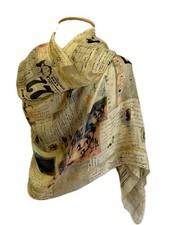 Authentic Moschino Larioseta Como Italy Silk Scarf Vintage Collage Print 26x70#1 picture