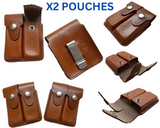 FN Ammo Pouches Leather U.S F9 GP Magazine Clip / Belt Clip Twin Mag Holders X2 picture