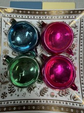 4 Vintage Pre-WWII Blown Glass Indent DROP Christmas Ornaments HEIM picture