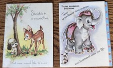 Vtg 1940s Charles Christian Culp Birthday Cards for Dad and Husband Animals Used picture