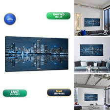 LevvArts L724 Chicago Downtown at Night Canvas Wall Art picture