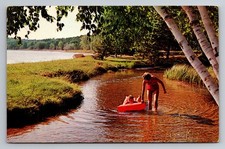 Greetings From Blue Lake Michigan Summer Fun Vacationland Vtg C.1964 Postcard picture