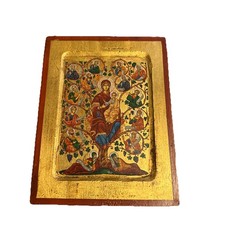 VINTAGE Byzantine Art Virgin Mary Tree Of Jesse Handmade Gold Leaf w/COA picture