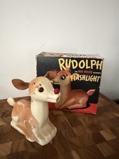 Rare Vintage 1939 Rudolph the Red Nosed Reindeer Flashlight w Box Great Conditio picture