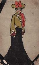 Edwardian Woman Wide Brim Hat HTL Hold to Light Vtg Postcard 22A picture