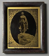 Vintage Pilgrim Maiden Statue Framed Print Gold Gilt Ornate Trim - Massachusetts picture