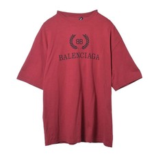 Balenciaga Crew Neck TShirt Red Cotton Logo Print Used (Ages 14+) picture