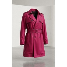 Narciso Rodriguez Design Nation Berry Magenta Pink Trench Coat Jacket Womens L picture