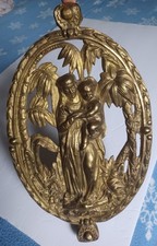Vintage Brass Madonna & Child jesus Plaque 3D Religious christians Wall Art picture