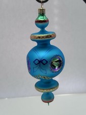 FAB Rare Christopher Radko Turquoise Razzmatazz Triple Indent Ornament 98-2-0 picture