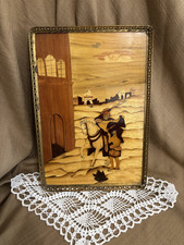 Vintage Italian Intarsia Wood Tray, 1971 Handmade and Signed by Trivigliese picture