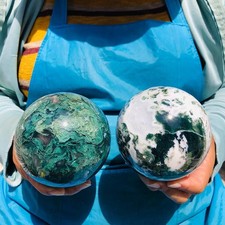 2 pieces 4.64LB Natural water grass agate crystal sphere mineral specimen 2090 picture