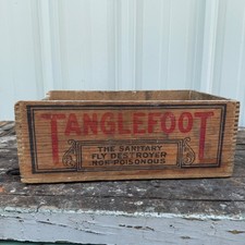 Vintage Tanglefoot Fly Paper Box Antique Wood Wooden Box Crate picture
