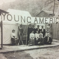 Antique Cabinet Photo Young Americans Group Tent Fair Event  c1910 picture
