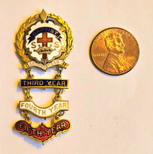 VTG Baptist Sunday School Attendance Pin Little System Dangler Sterling 1/20 GF picture