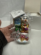 VTG Christopher Radko Glass Christmas Ornament Frosty Welcome Snowman North Pole picture