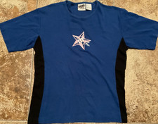 VINTAGE Y2K M&M’S CANDY CENTER STAR GRAPHIC T-SHIRT ( WOMEN L ) BLUE “BABY TEE” picture