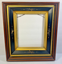 Antique Victorian Eastlake Walnut Picture Frame Ebonized Black & Gold-Gilt 13x15 picture