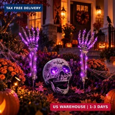FLYSNK Lighted Halloween Skeleton Groundbreaker Decorations Outdoor, Spooky Skul picture