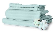 Egyptian Cotton Feel 1800 Count Dolby Stripe Sheets Pocket 4 Piece Bed Sheet Se picture