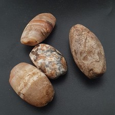 Genuine Ancient Yemeni Suliemani Natural Stripe Pattern Agate Beads Lot of 4 picture