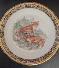Vintage Boehm Lenox Woodland Wildlife 24k Plate Red Foxes boxed picture