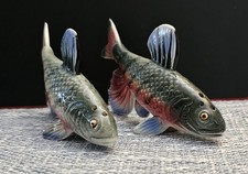 Vtg 1950's Trout Fish Salt & Pepper Shakers Ceramic 