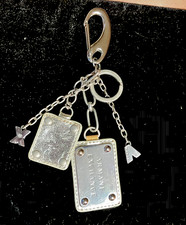 Vintage A|X Armani Exchange Keychain Bag Charm Chain Love You Silver Tone picture
