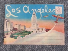 Antique Los Angeles Civic Center Planetarium Coliseum Souvenir Folding Postcard picture