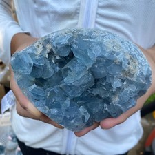 3.5lb Natural Blue Celestite Geode Quartz Crystal Mineral Specimen Healing picture