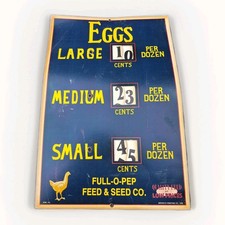 1929 Full O Pep Feed Sign Eric PA Misprint Vintage Country Store Egg Price Wheel picture