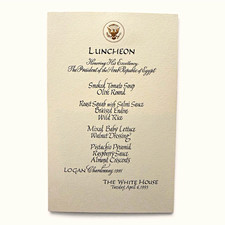 1993 Clinton White House Luncheon Menu President Hosni Mubarak – Pierre Chambrin picture