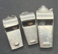 Vintage Metal Whistle Lot of 3 Assorted Referee Coach Signal Collectible picture