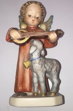 Vintage 1983 Hummel #83 Angel Serenade w/ Lamb & Mandolin Figurine 5 1/2