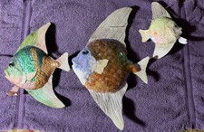 LOT Angel Fish Tropical Aquarium Fish Ornament Sequins Christmas Vintage 1990s picture