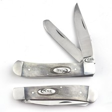 Trapper Pocket Knife–Camel Bone Handle-Dual Blade – Carbon Steel Folding-USA EDC picture