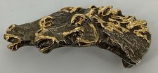 Brass Two Wild Horses Running Head Belt Buckle Unbranded picture