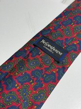 vintage yves saint laurent red silk paisley classic elegant tie picture