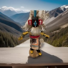Vintage Hopi Kachina Doll Chasing Star HandCarved Signed By E.W. 8in 1980s-1990s picture