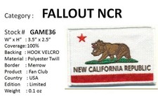 FALLOUT - NEW CALIFORNIA REPUBLIC FLAG - VEL-KRO PATCH - GAME36V picture