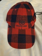 Balenciaga Hat Red&Blue Plaid AUTHENTIC picture