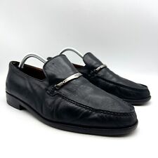 Bally Dress Loafers Men's US 8.5 EEE EU 7.5 Solid Black Heel Silver Buckle picture