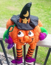 Vintage International Silver 1995 Plush Nylon Halloween Pumpkin Ledge Decor picture