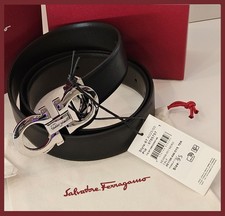 Salvatore Ferragamo Men's Reversible Leather Belt Black Brown 30-38 picture