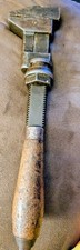 B&ORR B&O Railroad Vintage Adjustable Pipe Wrench with Wooden Handle picture