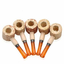 5PK Missouri Meerschaum  Miniature Straight Natural Corncob Pipe Amber Stem 5612 picture