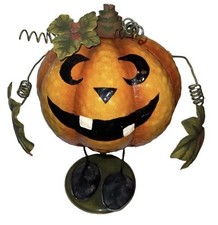 Funny RARE Bouncy Springy Metal Jack O Lantern Pumpkin 13.5