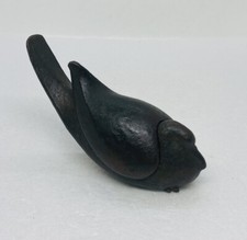 Very Rare Japanese Cast Iron Duck Trinket Box Wing Lid Signed Art Decor O picture