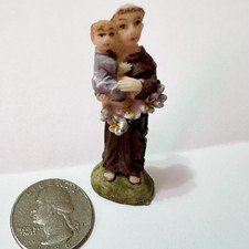 1990’s Miniature Resin Saint Anthony Of Padua Statue With Infant Jesus picture